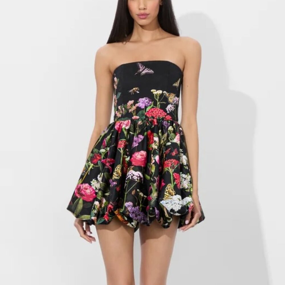 Alice & Olivia Floral Asha Bubble Hem Dress